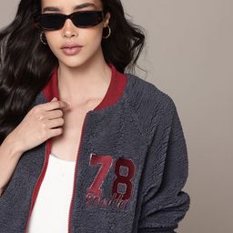 The Roadster Lifestyle Co. Fleece Oversized Sweatshirt with Varsity Embroidered Detail-picture-3