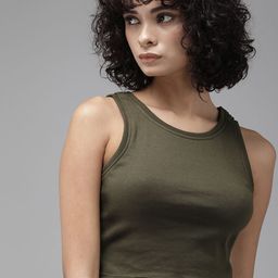 Roadster Women Solid Tank Crop Top-image-81