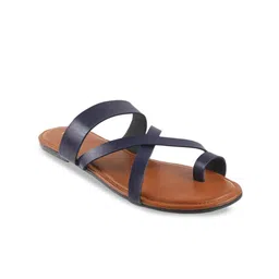 Mochi Women Blue Solid One Toe Flats-51