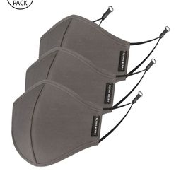FLYING BERRY Pack Of 3 Grey Solid 3-Ply Anti-Pollution Reusable Cloth Face Masks-33