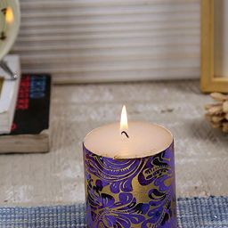 Aapno Rajasthan Purple Festive Design Pillar Candle-57