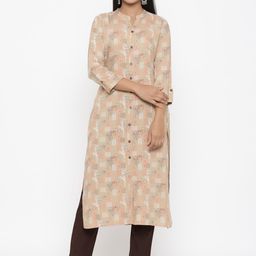 RANGMAYEE Women Beige Printed Kurti with Trousers-picture-17