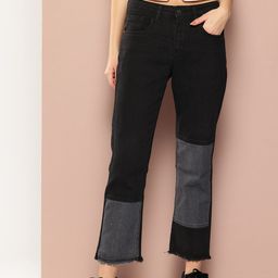 Harvard Women Colourblock Straight Fit Frayed Jeans-image-46