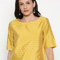 AKKRITI BY PANTALOONS Women Mustard Yellow Printed Top-picture-14