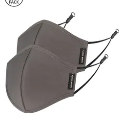 FLYING BERRY Pack Of 2 Grey Solid 3-Ply ISO Certified Anti-Dust Cotton Face Masks-71