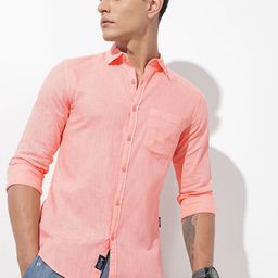 The Roadster Lifestyle Co. Solid Cotton Linen Regular Fit Shirt-image-5