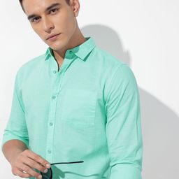 The Roadster Lifestyle Co. Solid Cotton Linen Regular Fit Shirt-image-124