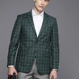 Louis Philippe Pure Wool Checked Single-Breasted Regular Fit Formal Blazer-picture-24