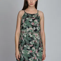 DODO & MOA Women Green Printed A-Line Dress-picture-32