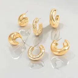 Jewels Galaxy Contemporary Half Hoop Earrings-39
