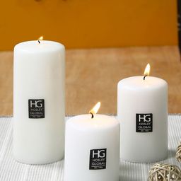 HOSLEY Set of 3 White Decorative Unscented Pillar Candles-9
