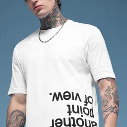 HERE&NOW Typography Printed Pure Cotton Relaxed Fit T-shirt-picture-33