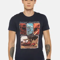 Dollar Men Navy Blue Printed Round Neck T-shirt-picture-43