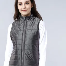 Tokyo Talkies Women Grey Solid Puffer Jacket-image-66