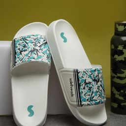 Solethreads Men White & Blue Printed Sliders-96