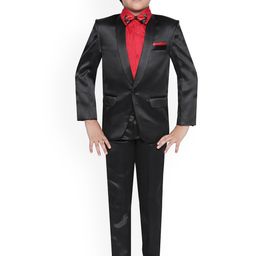 Jeetethnics Boys Black & Red Solid Party Suit-picture-22
