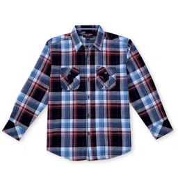 Gini and Jony Boys Tartan Checked Spread Collar Long Sleeves Cotton Casual Shirt-image-67
