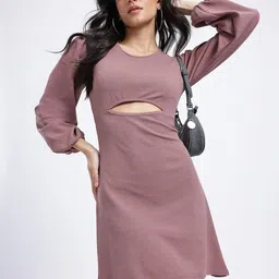 SZN Puff Sleeve A-Line Mini Dress-image-80