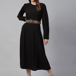 plusS Black Pleated Midi Dress-image-43