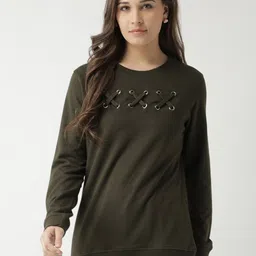 Club York Women Olive Green Solid Sweatshirt-image-26