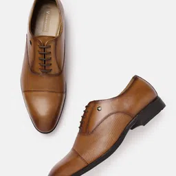 Van Heusen Men Leather Textured Formal Oxford Shoe-image-27