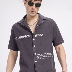 glitchez Graduate Galore Typography Print Denim Shirt-picture-33