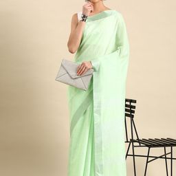 KALINI Woven Design Striped Zari Pure Linen Saree-image-99
