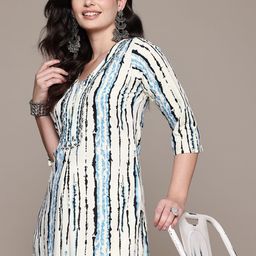 Readiprint Fashions Women Printed Pleated Thread Work Kurta with Trousers-33