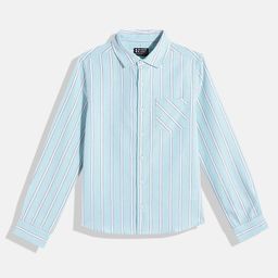 HERE&NOW Boys Opaque Striped Cotton Casual Shirt-image-47