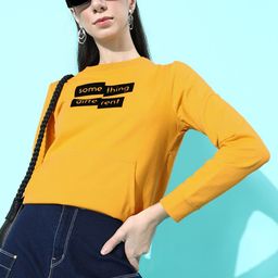 DressBerry Women Stylish Mustard Typography Quirky Outerwear Sweatshirt-image-25