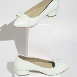 Inc 5 White Block Pumps with Buckles-18