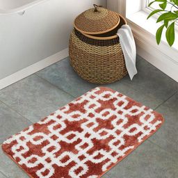 STELLAR HOME Red & White Geometric Printed Microfibre Bath Rug-10