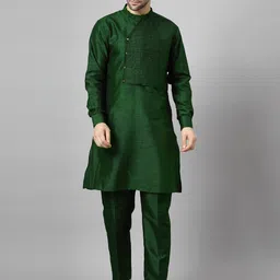 Utsav Fashion Men Pleated Kurta with Trousers-picture-40