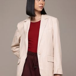 MANGO Notched Lapel Collar Single Breasted Blazer-45