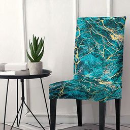 Cortina Teal & Yellow Abstract Printed Chair Cover-0