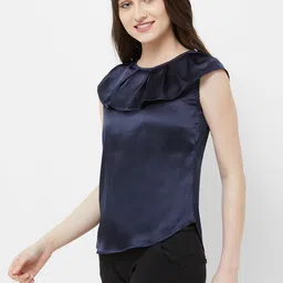 MISH Women Navy Blue Solid Top-18