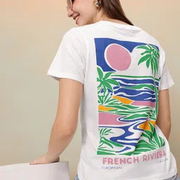 Mast & Harbour Graphic Printed Pure Cotton T-shirt-picture-37