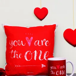 Archies Love Gifts Red Printed Mug & Cushion Set-image-86