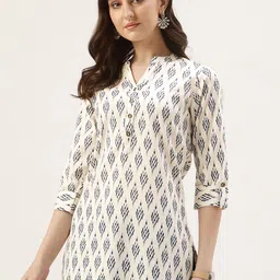 AMUKTI Mandarin Collar Ethnic Printed Linen Tunic-picture-14