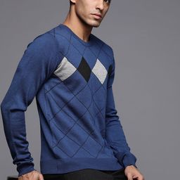 Raymond Men Navy Blue Geometric Pullover-image-68