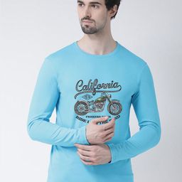 Friskers Men Turquoise Blue Printed Round Neck T-shirt-image-21
