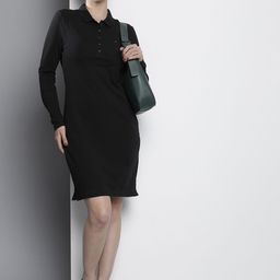 Tommy Hilfiger Solid Shirt Collar Long Sleeves T-shirt Dress-picture-20