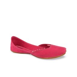 DESI COLOUR Women Pink Solid Fabric Mojaris-image-96