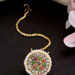 Anouk Women Multicolor CZ Stone-Studded Borla Maang Tikka-image-37
