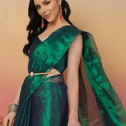 Sangria Zari Tissue Saree With Unstitched Blouse-image-92