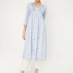 max Embroidered Floral Printed Strigth Kurta-picture-12