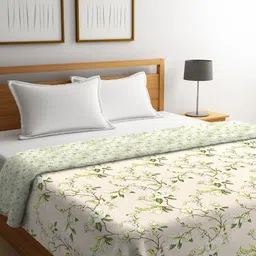 Portico New York Beige & Green Floral AC Room 120 GSM Double Bed Comforter-image-89