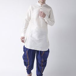 DEYANN Men Off-White & Blue Solid Kurta with Patiala-picture-9
