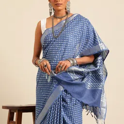 Taavi Batik Pure Cotton Handloom Block Print Saree-image-6