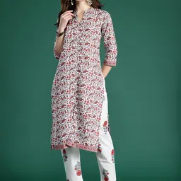 Indo Era Paisley Printed Pure Cotton Kurta with Trousers-picture-28